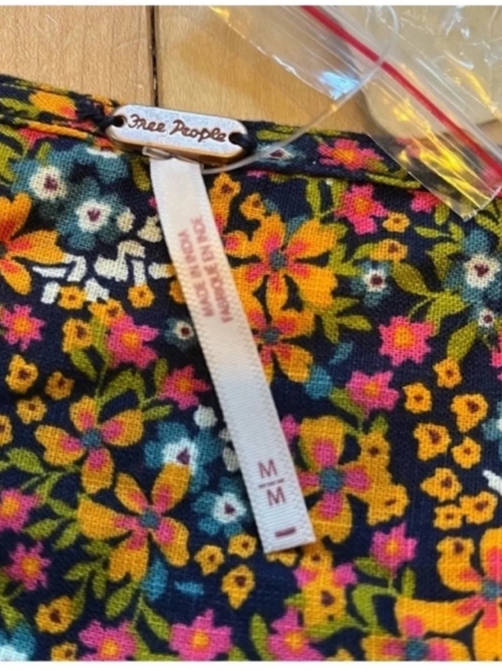 NWT Free People I Found You Printed Top in Navy Combo size medium